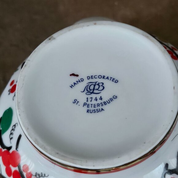 Lomonosov Imperial Porcelain Teapot Red Roosters 1 Cups 300 Ml 10.1 Oz - Picture 6 of 11